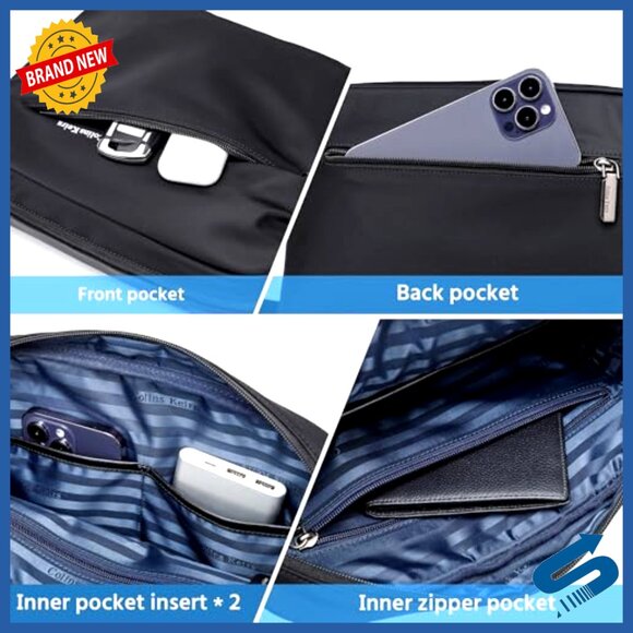 Lightweight Waterproof Messenger Bag Multiple Pockets Business Casual Travel - Picture 7 of 7